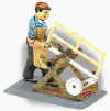wilesco steam driven man sawing a log model